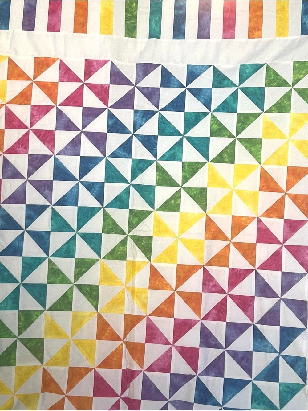 Multicolor Geometric Quilt Top - Picture 2 of 4